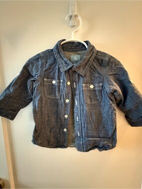 Baby GAP Dark Blue Lined Denim Kids Button Up